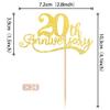 Rsstarxi 24 Pack Cupcake Toppers Glitter Cheers to 20 Years Wedding Twenty Anniversary Cupcake Picks for Happy 20th Anniversary Birthday Retirement Party Cake Decorations Supplies view 2
