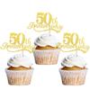 Rsstarxi 24 Pack 50th Anniversary Cupcake Toppers Glitter Cheers to 50 Years Wedding Cupcake Picks for Happy 50th Anniversary Birthday Retirement Party Cake Decorations Supplies Gold view 1