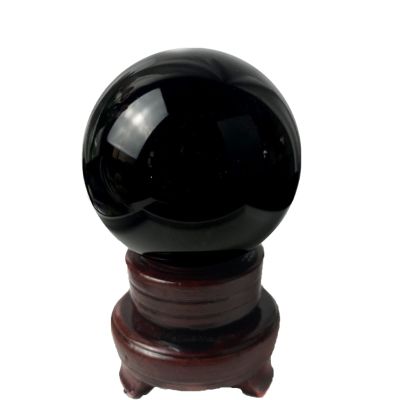 FOMNKKN Natural Crystal Obsidian Magic Ball Divination Fortune-Telling with Base