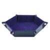 DAMAJI Dice Tray for Table Games Metal Dice Rolling Tray Holder Dice Storage Box Double Sided Folding PU Leather,Blue view 1
