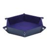 DAMAJI Dice Tray for Table Games Metal Dice Rolling Tray Holder Dice Storage Box Double Sided Folding PU Leather,Blue view 2