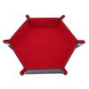 DAMAJI Dice Tray for Table Games Metal Dice Rolling Tray Holder Dice Storage Box Double Sided Folding PU Leather,Red view 1