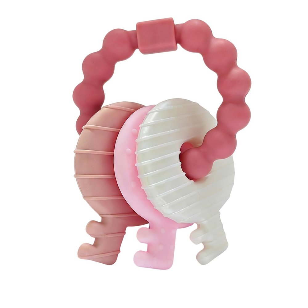 YAPROMO Baby Teething Keys - Soft Silicone Keys Teether, Cute Chew Toys for 3-18 Months Infants & Toddlers, Perfect for Baby Girls, BPA Free