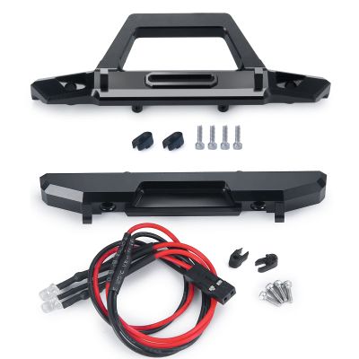 RCLIONS Aluminum Alloy Front Bumper and Rear Bumper with LED Taillight for Axial SCX24 AXI00002 JLU CRC 1/24th RC Crawler Truck Car Upgrades