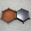 DAMAJI Dice Tray for Table Games Metal Dice Rolling Tray Holder Dice Storage Box Double Sided Folding PU Leather,Brown view 3