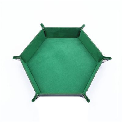 DAMAJI Portable Folding Dice Rolling Tray Set for Table Games - PU Leather and Velvet Holder Storage Box