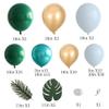 128Pcs Jungle Sarfari Balloon Garland Arch Kit, Double Stuffed Emerald Green Matellic Gold White Balloons with Artificial Palm Leaves for Wild One Animal Party Decorations Kids Birthday Baby Shower view 2