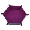 DAMAJI Dice Tray for Table Games Metal Dice Rolling Tray Holder Dice Storage Box Double Sided Folding PU Leather,Purple view 1