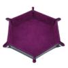 DAMAJI Dice Tray for Table Games Metal Dice Rolling Tray Holder Dice Storage Box Double Sided Folding PU Leather,Purple view 3