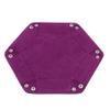 DAMAJI Dice Tray for Table Games Metal Dice Rolling Tray Holder Dice Storage Box Double Sided Folding PU Leather,Purple view 4