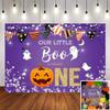 Avezano Halloween Boo 1st Birthday Backdrop for Boys Our Little Boo is Turning One Party Decorations Halloween Theme Boys Girls First Birthday Cake Table Decorstions Banner Supplies(7x5ft) view 1
