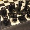 4 Queens - 4" King Modern Staunton Black Berliner Chess Men Set W/ 18 Faux Leather Board view 1