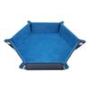 DAMAJI Dice Tray for Table Games Metal Dice Rolling Tray Holder Dice Storage Box Double Sided Folding PU Leather,Royal Blue view 3