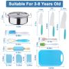 42-Piece Kids Cooking Set - Real Knife, Baking Set, Pots & Pans, Pretend Play Toys - Apron & Chef Hat for Boys view 3