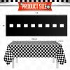 Remagr 24 Pcs Race Car Theme Birthday Party Supplies, 8 Pcs Traffic Cones, 12 Black and White Checkered Flags, 2 27.5" Inflatable Tire Tubes, Black Floor Runner, Checkered Tablecloth(Classic Style) view 2