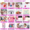 42 Piece Kids Real Cooking Set, Kids Knife Set, Baking Kit, Cookware, Play Pots and Pans, Mini Stainless Steel Pretend Play Cooking Toys, Apron and Chef Hat for Girls, Sensory Toys view 2