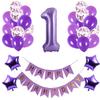 1th Birthday Party Decorations Kit Happy Birthday Banner with Number 1 Birthday Balloons for Birthday Party Supplies 1th Purple Birthday Party Pack Party Favors view 1