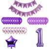 1th Birthday Party Decorations Kit Happy Birthday Banner with Number 1 Birthday Balloons for Birthday Party Supplies 1th Purple Birthday Party Pack Party Favors view 2