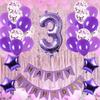 3th Birthday Party Decorations Kit Happy Birthday Banner with Number 3 Birthday Balloons for Birthday Party Supplies 3th Purple Birthday Party Pack Party Favors view 4