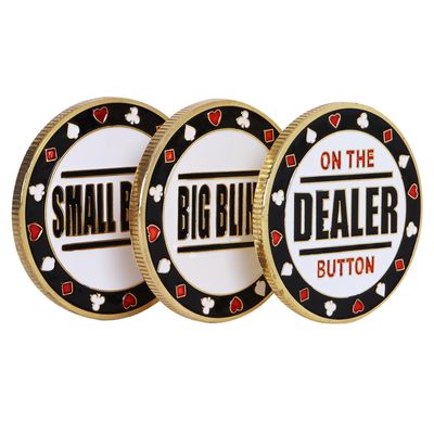 GSE Games & Sports Expert Metal Small Blind, Big Blind, Dealer Button - Set of 3 Professional Texas Holdem Poker Button for Gambling Card Games, Poker Nights, Tournaments