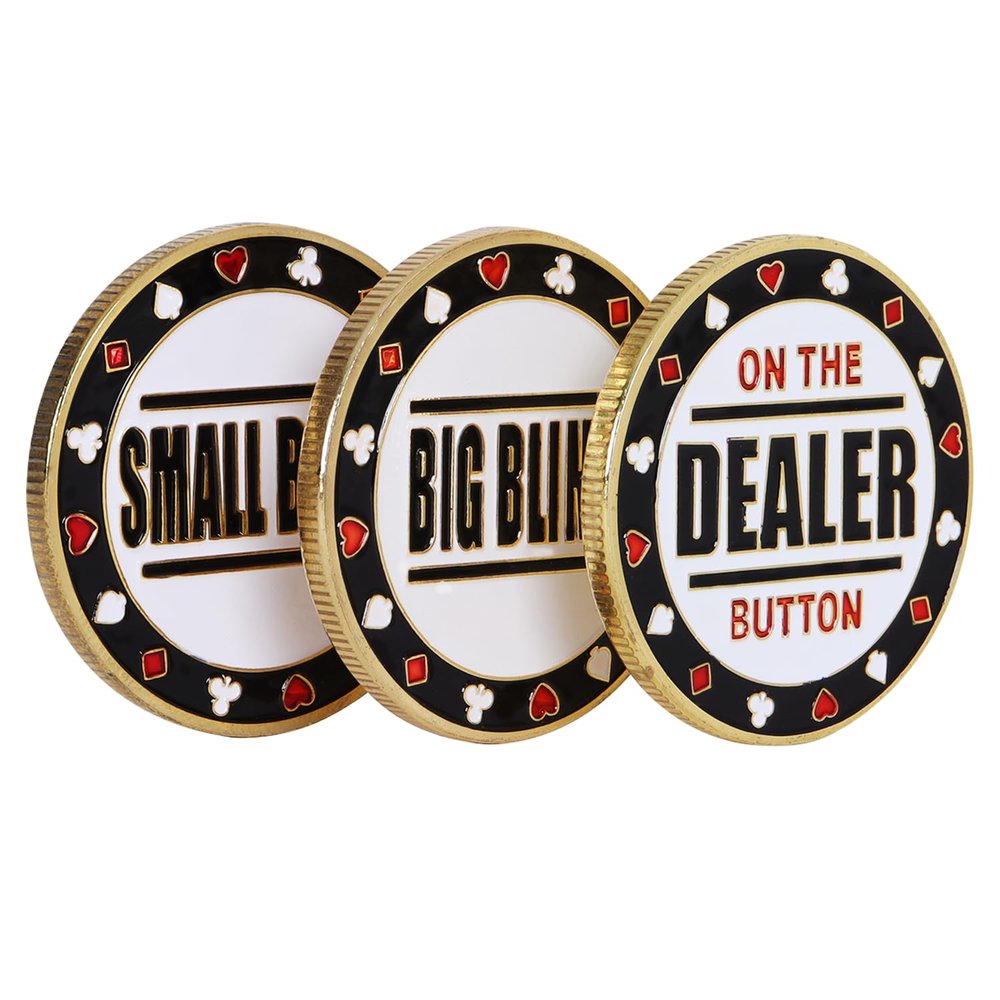GSE Games & Sports Expert Metal Small Blind, Big Blind, Dealer Button - Set of 3 Professional Texas Holdem Poker Button for Gambling Card Games, Poker Nights, Tournaments