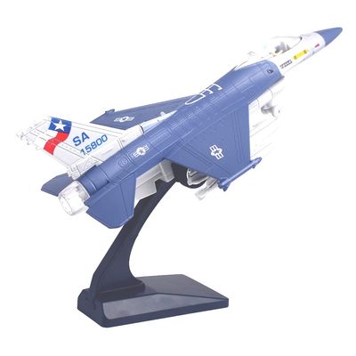Ailejia Diecast F 16 Fighting Falcon Airplane Model Aircraft Army Air Force Toys Military Plane Pull Back with Lights and Sounds Fighter Jet Party Supplies (F 16 Blue)