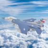 Ailejia Diecast F 16 Fighting Falcon Airplane Model Aircraft Army Air Force Toys Military Plane Pull Back with Lights and Sounds Fighter Jet Party Supplies (F 16 Blue) view 2