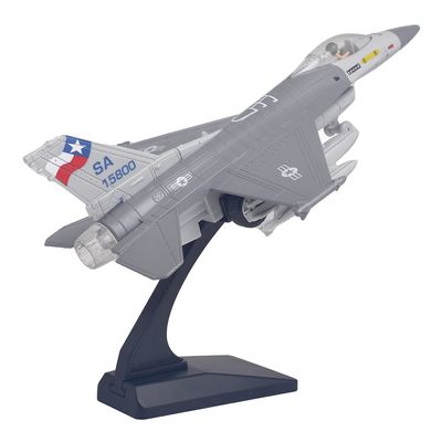 Ailejia Diecast F 16 Fighting Falcon Airplane Model Aircraft Army Air Force Toys Military Plane Pull Back with Lights and Sounds (F 16 Grey)