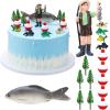 16 Pcs Gone Fishing Cake Decoration Gone Fishing Cake Topper Birthday Party Supplies for Man Kids Boy Girls Fisherman Themed Party Decor, Mixed Styles view 1