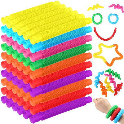 210 Pcs Tube Sensory Toys Fidget Toys Halloween Basket Stuffer Multicolor Sensory Tubes for DIY Party Favors Trick or Treat Goodie Bag Stuffers for Teens Adults Birthday Party Favors