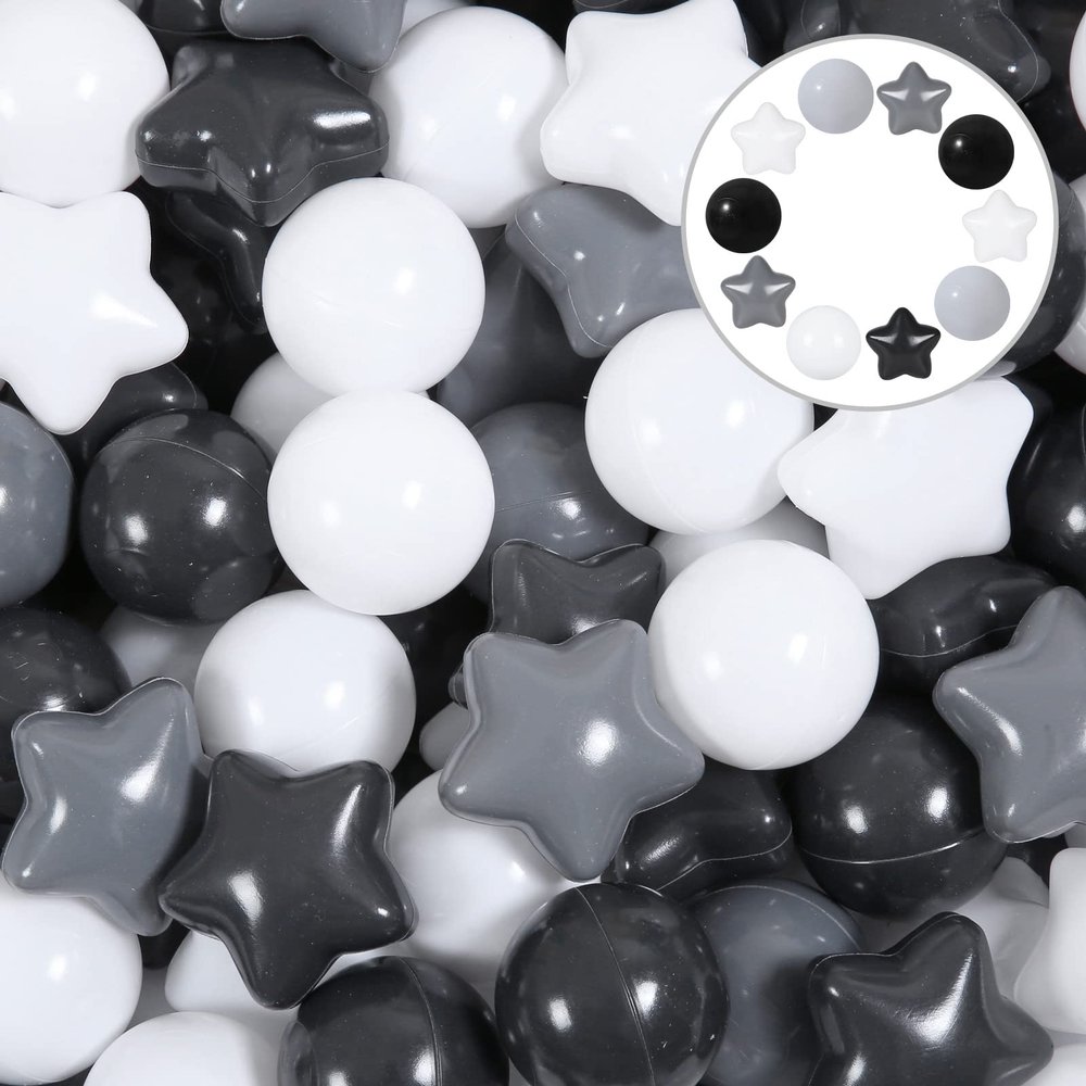 Heopeis Star Pit Balls and Stars - BPA & Phthalate Free, Crush Proof, Toddlers to Kids (50 Rounds + 50 Stars)