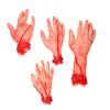 SEWACC Fake Human Arm Hands 4pcs Halloween Severed Hands Set Fake Human Dead Body Parts Scary Broken Hand Prank Props for Haunted House Halloween Decorations view 2