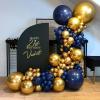 121 Pack Navy Blue Balloons Garland Kit Gold Balloons Different Sizes 18/12/10/5 Inch Party Balloon Kit Chrome Gold Balloons for Wedding Graduation Baby Shower Birthday Christmas Party Decoration view 1
