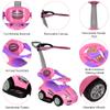 ChromeWheels Push Cars for Toddlers, 3 in 1 Ride on Push Car with Removable Canopy, Ride on Toys Mega Car w/Handle & Horn & Music, Pink view 3