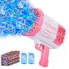 Bubble Machine Gun, 69 Holes Bubble Gun with Lights, Pink Outdoor Summer Beach Kids Bubbles Toys Birthday Wedding Party Halloween Fun for Girls Boys view 1