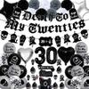 30th Birthday Decorations Pack, Death to My 20s Party Supplies Including Birthday Banner Rip to My 20s Sash Number 30 Balloon Cake Cupcake Toppers Funeral for My Youth Funny Thirtieth Birthday Party view 1