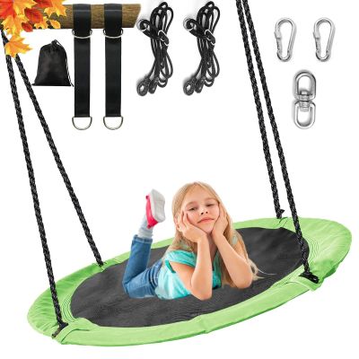 43 Saucer Tree Swing,700lbs Weight Capacity,Waterproof Textilene 360 Degree Rotation w/ 1 Swivel,2 Adjustable Ropes&2 Hanging Straps,Easy to Install,for Kids Adults Backyard,Playground(Green)