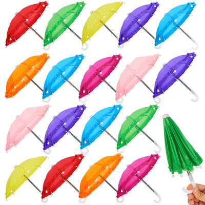 Eccliy 24 Pcs Mini Umbrella 11.8 Inch Colorful Tiny Plant Umbrella Adjustable Beach Sunny Rainy 1:6 Scale Doll Toys Cute Parasol for Photography Prop Supplies Home Decorations, 8 Colors (Classic Color).