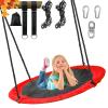 43 Saucer Tree Swing,700lbs Weight Capacity,Waterproof Textilene 360 Degree Rotation w/ 1 Swivel,2 Adjustable Ropes&2 Hanging Straps,Easy to Install,for Kids Adults Backyard,Playground(red) view 1