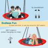43 Saucer Tree Swing,700lbs Weight Capacity,Waterproof Textilene 360 Degree Rotation w/ 1 Swivel,2 Adjustable Ropes&2 Hanging Straps,Easy to Install,for Kids Adults Backyard,Playground(red) view 4