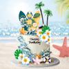 Summer Beach Happy Birthday Cake Topper Surfboard Palm Model Tree Umbrella Chair for Swimming Beach Luau Birthday (Surfboard) view 1