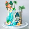 Summer Beach Happy Birthday Cake Topper Surfboard Palm Model Tree Umbrella Chair for Swimming Beach Luau Birthday (Surfboard) view 4