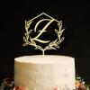 Vinisong Initials Cake Topper Personalised Letter Cake Toppers Mirror Gold Acrylic Cake Topper Wreath Z Monogram Cake Decoration Birthday Wedding Anniversary Party Decor(Design 03,Z) view 1