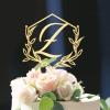 Vinisong Initials Cake Topper Personalised Letter Cake Toppers Mirror Gold Acrylic Cake Topper Wreath Z Monogram Cake Decoration Birthday Wedding Anniversary Party Decor(Design 03,Z) view 3