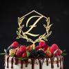 Vinisong Initials Cake Topper Personalised Letter Cake Toppers Mirror Gold Acrylic Cake Topper Wreath Z Monogram Cake Decoration Birthday Wedding Anniversary Party Decor(Design 03,Z) view 4