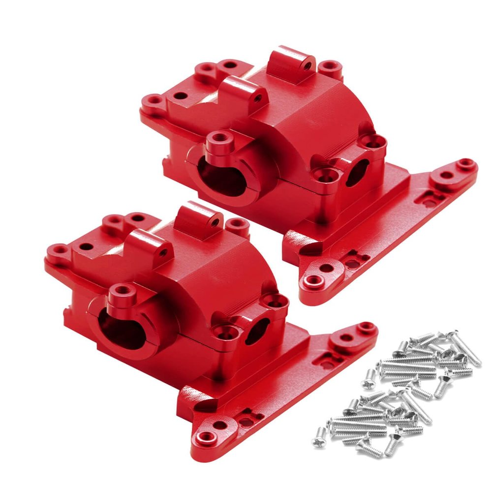 ARRCat Alloy Differential Housing Bulkhead Front & Rear Upgrades for 1/18 LaTrax Teton Desert Prerunner Rally SST, Replace #7530 (Red)