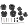 Vgoohobby Metal 12mm Hex Wheel Hubs 7mm Thick Drive Adapters with Flanged Lock Nuts Compatible with Traxxas 1/10 4WD Rustler Slash Stampede RC CarReplace Part 1654 (Black) view 4