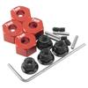 Vgoohobby Metal 12mm Hex Wheel Hubs 7mm Thick Drive Adapters with Flanged Lock Nuts Compatible with Traxxas 1/10 4WD Rustler Slash Stampede RC CarReplace Part 1654 (Red) view 2