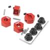 Vgoohobby Metal 12mm Hex Wheel Hubs 7mm Thick Drive Adapters with Flanged Lock Nuts Compatible with Traxxas 1/10 4WD Rustler Slash Stampede RC CarReplace Part 1654 (Red) view 3