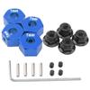 Vgoohobby Metal 12mm Hex Wheel Hubs 7mm Thick Drive Adapters with Flanged Lock Nuts Compatible with Traxxas 1/10 4WD Rustler Slash Stampede RC CarReplace Part 1654 (Blue) view 1